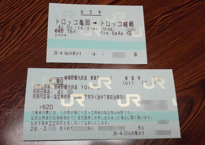 乗車券-トロッコ列車京都